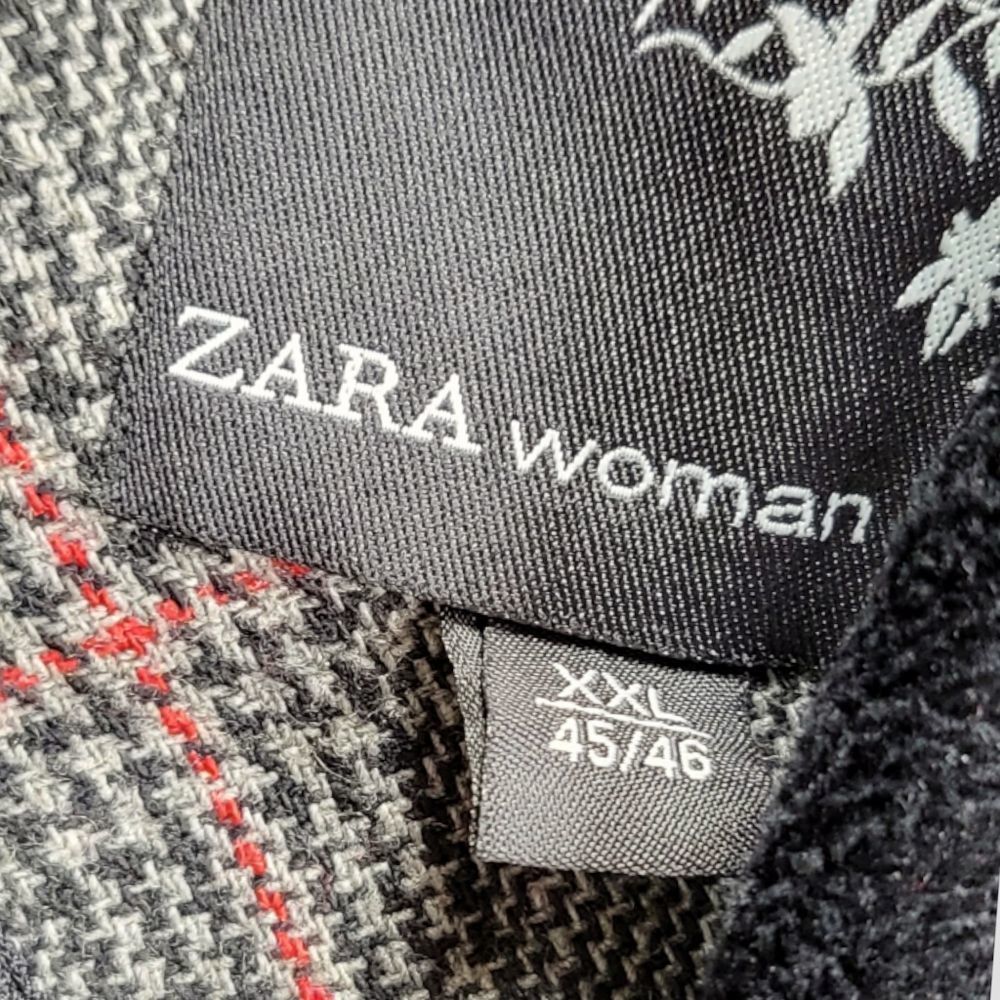 ZARA Plaid Grey/Black/Red Trench Coat‎ w Velvet Lining XXL (45/46) - Picture 9 of 10